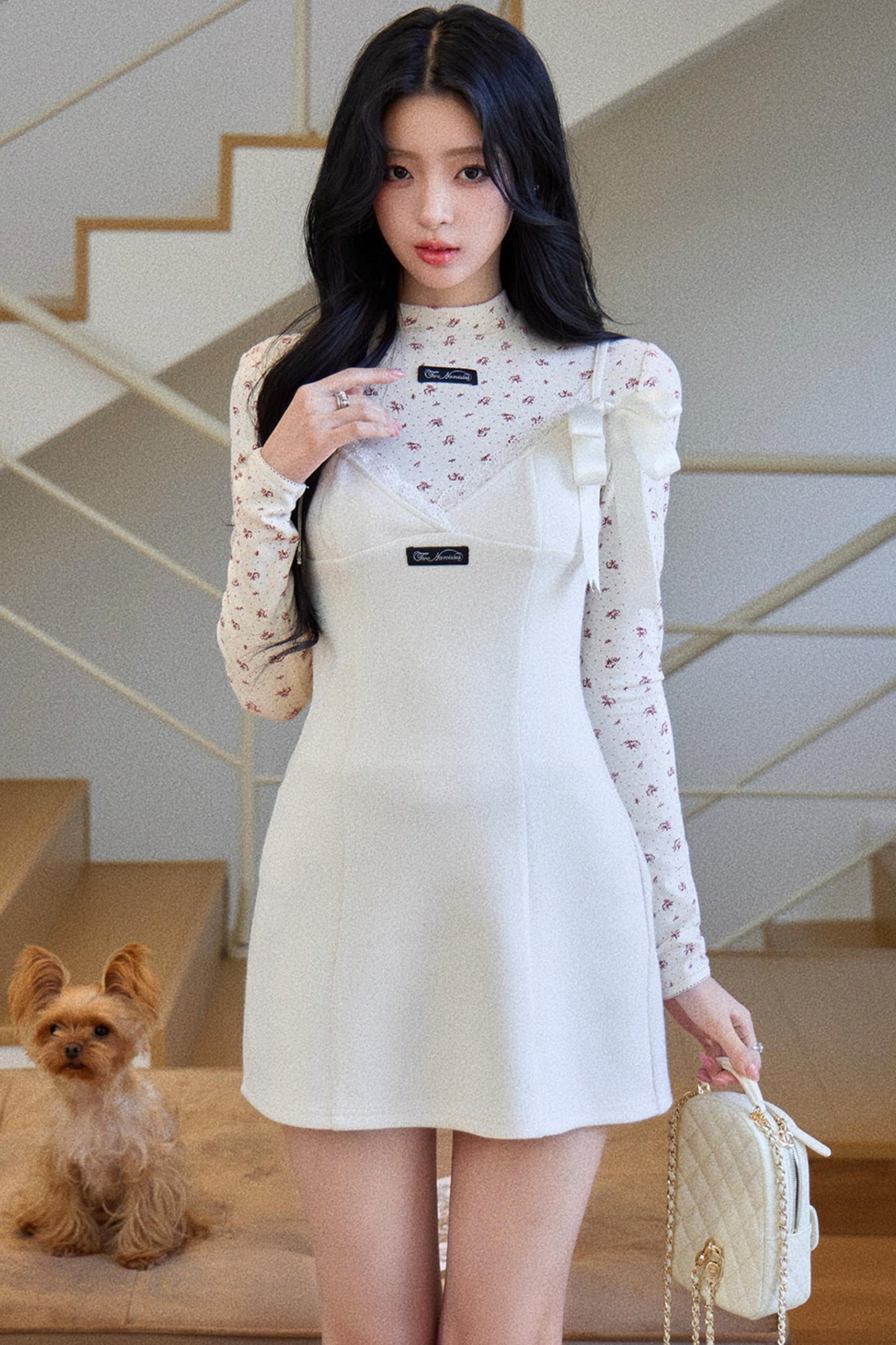 Lace Patchwork V-Neck Dress