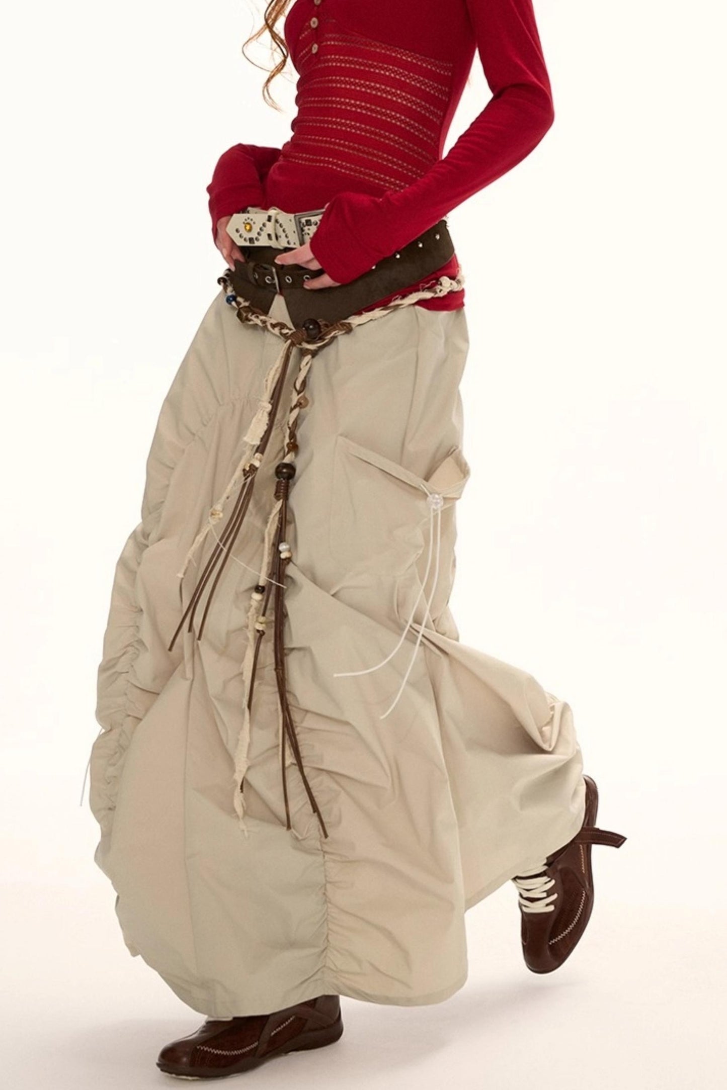 Functional Irregular Hem Black Skirt