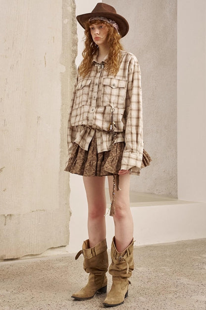 Vintage Distressed Plaid Shirt