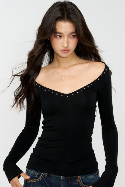 Hot Diamond Shoulder Buckle Shirt