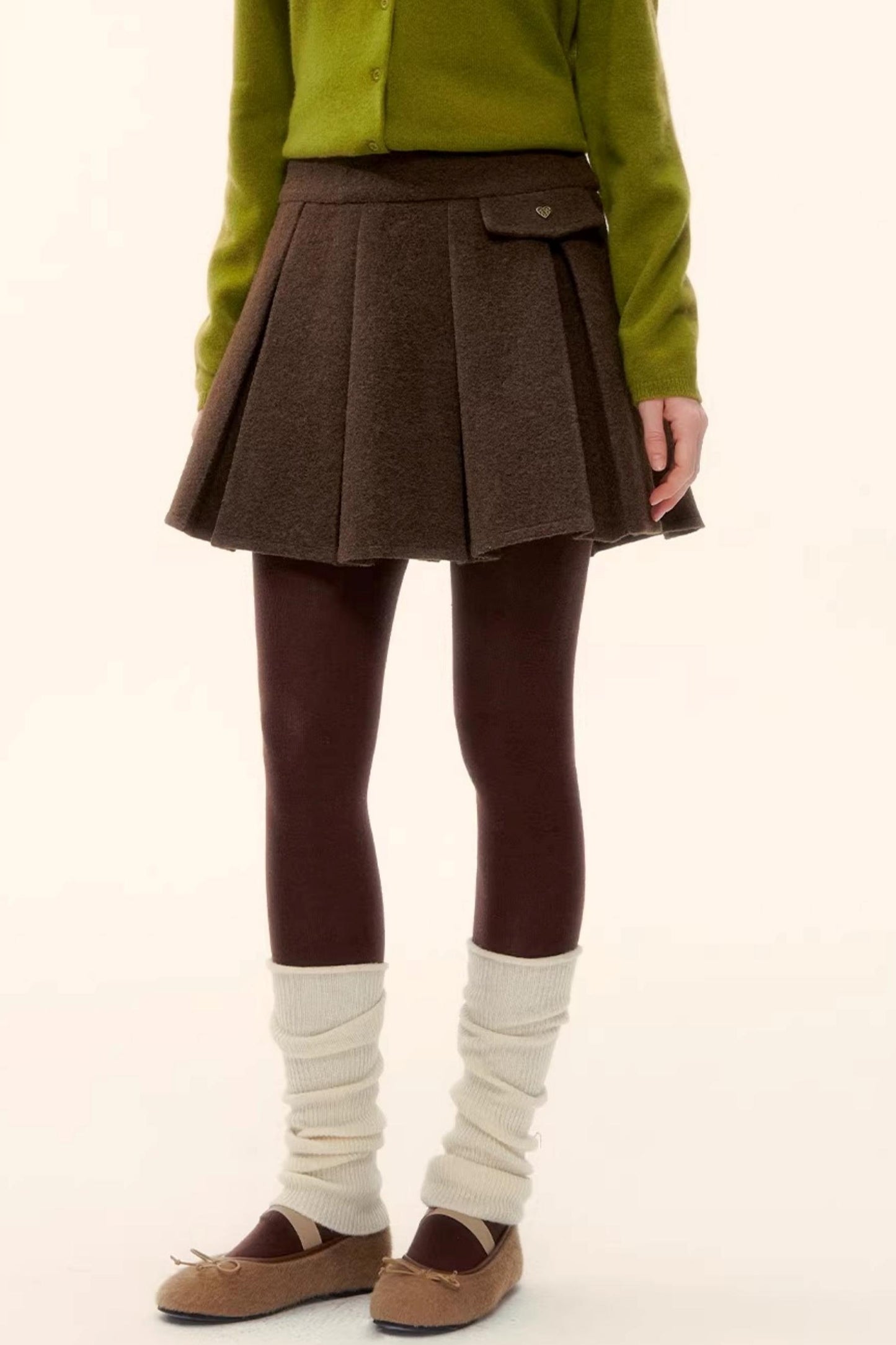 Retro Coffee Woolen Coat Set-Up