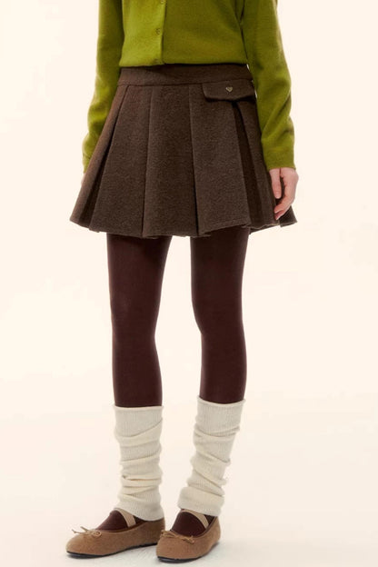 Retro Coffee Woolen Coat Set-Up