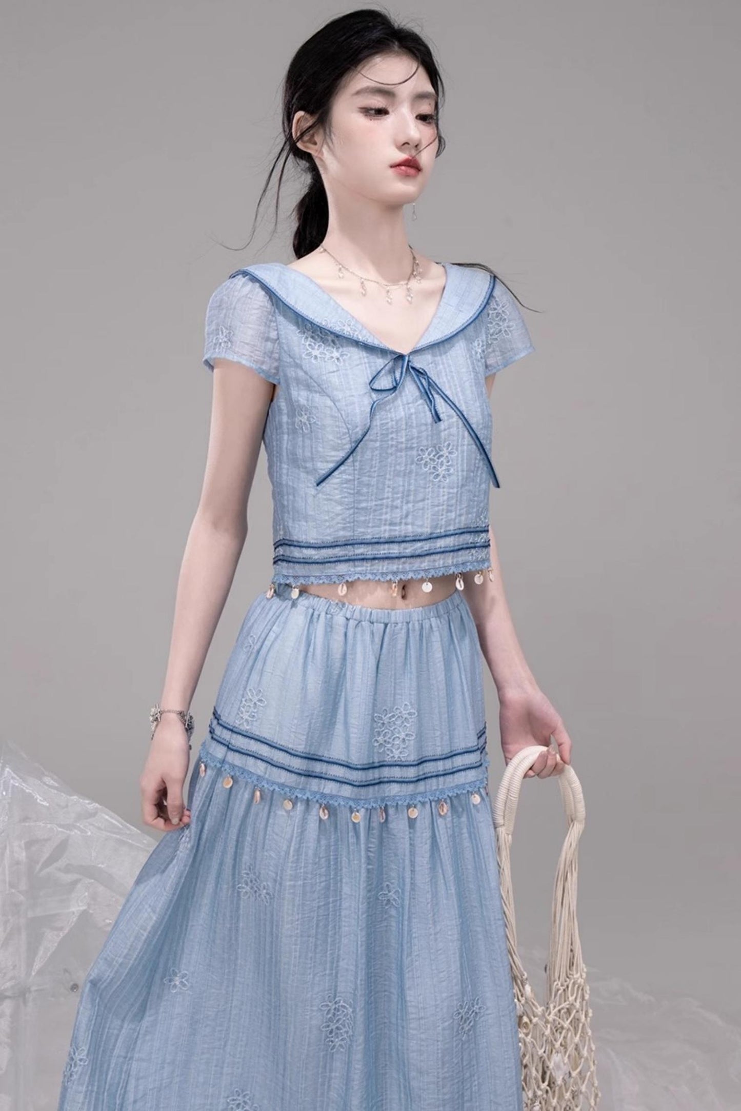 Misty Blue Halter Set