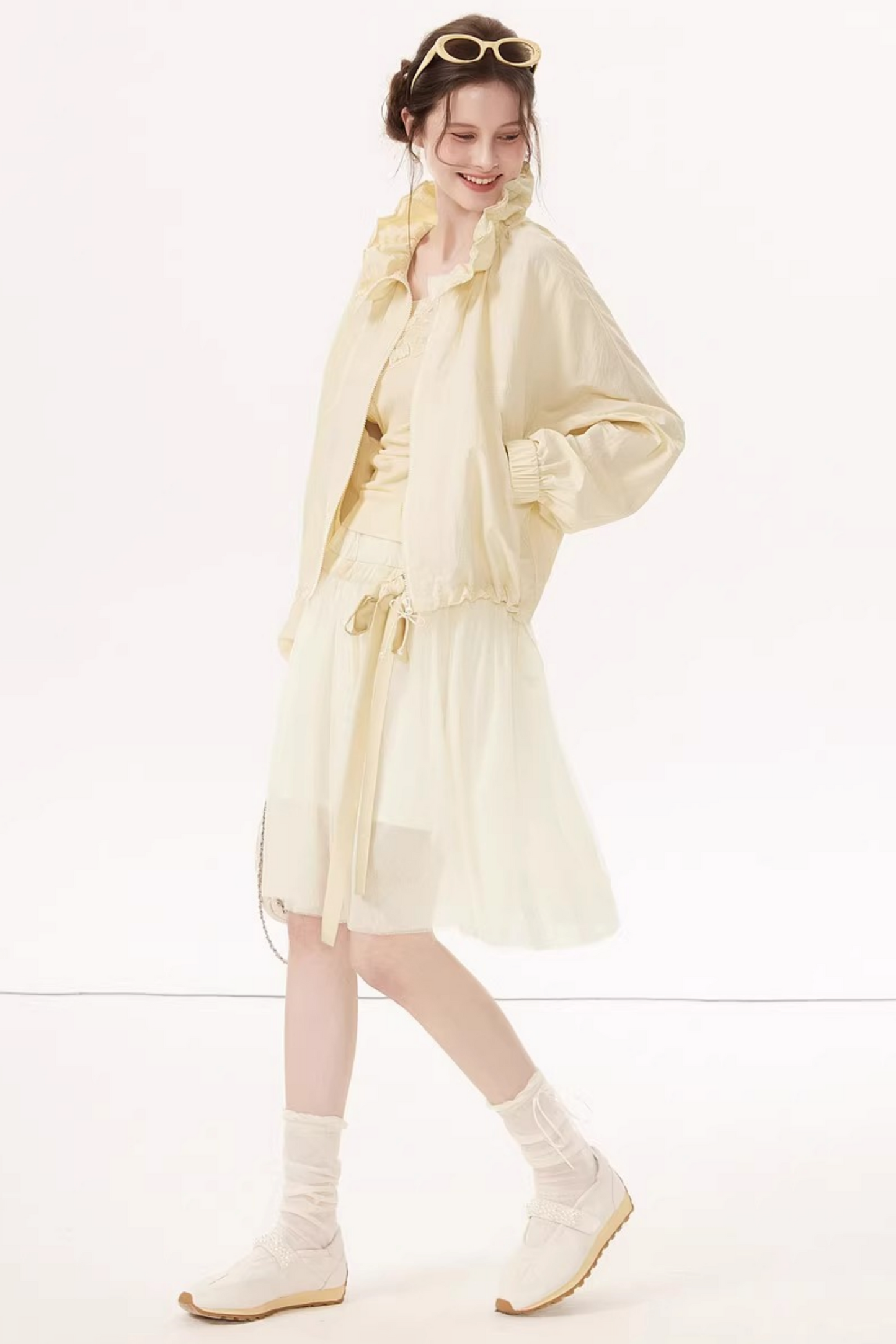 Mesh Satin A-Line Skirt