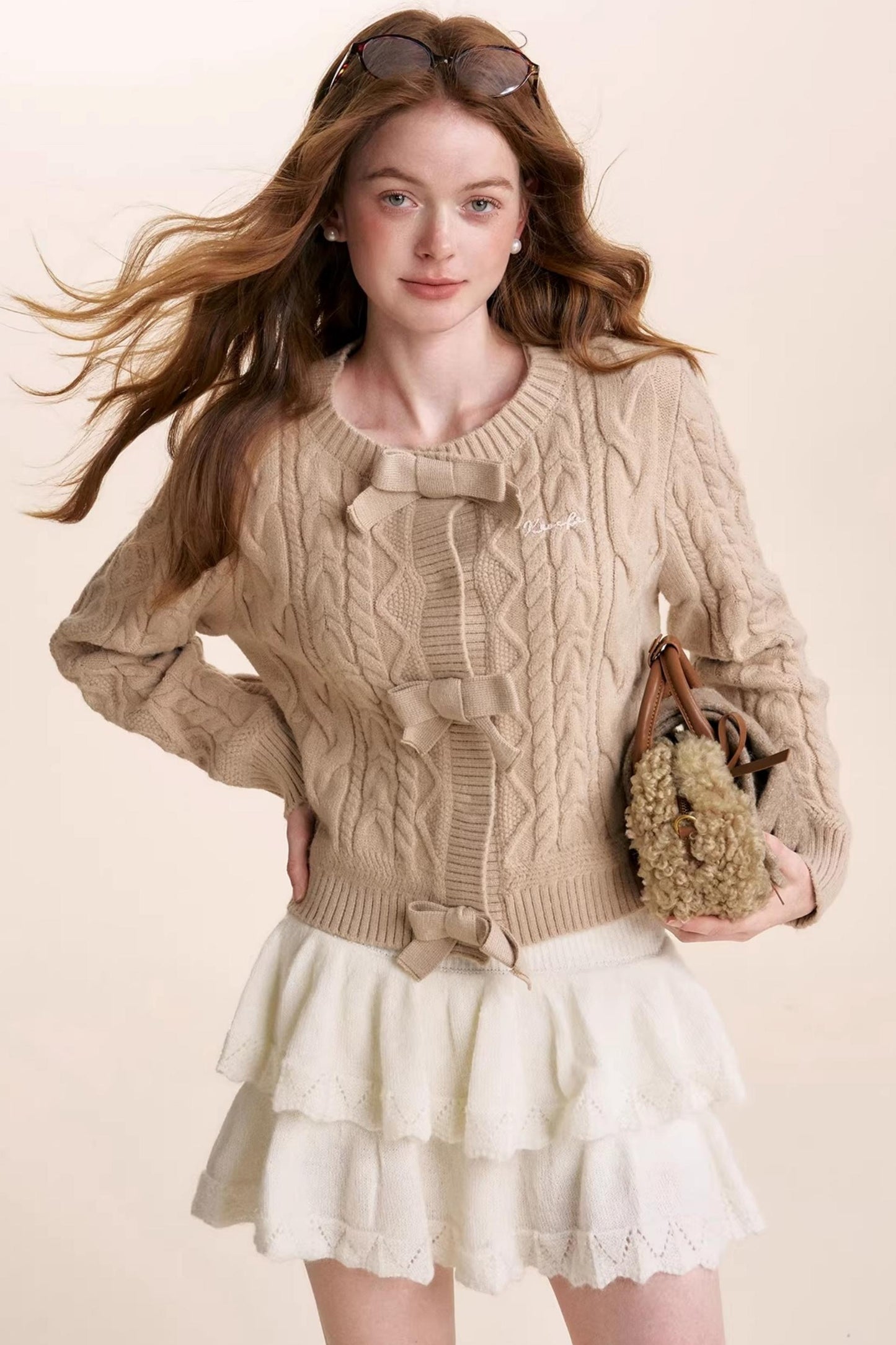 Winter Bow Knit Cardigan