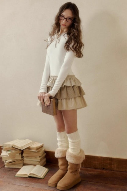 Retro Plaid Knit Tutu Skirt Dress