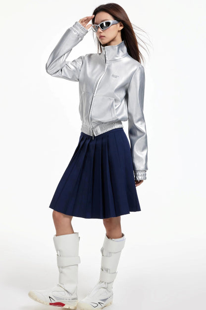 Pleated Mid-Length Skirt