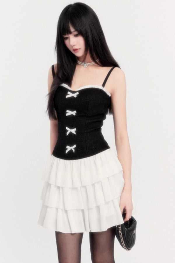 Retro Tweed Waist Jacket Dress Set-Up