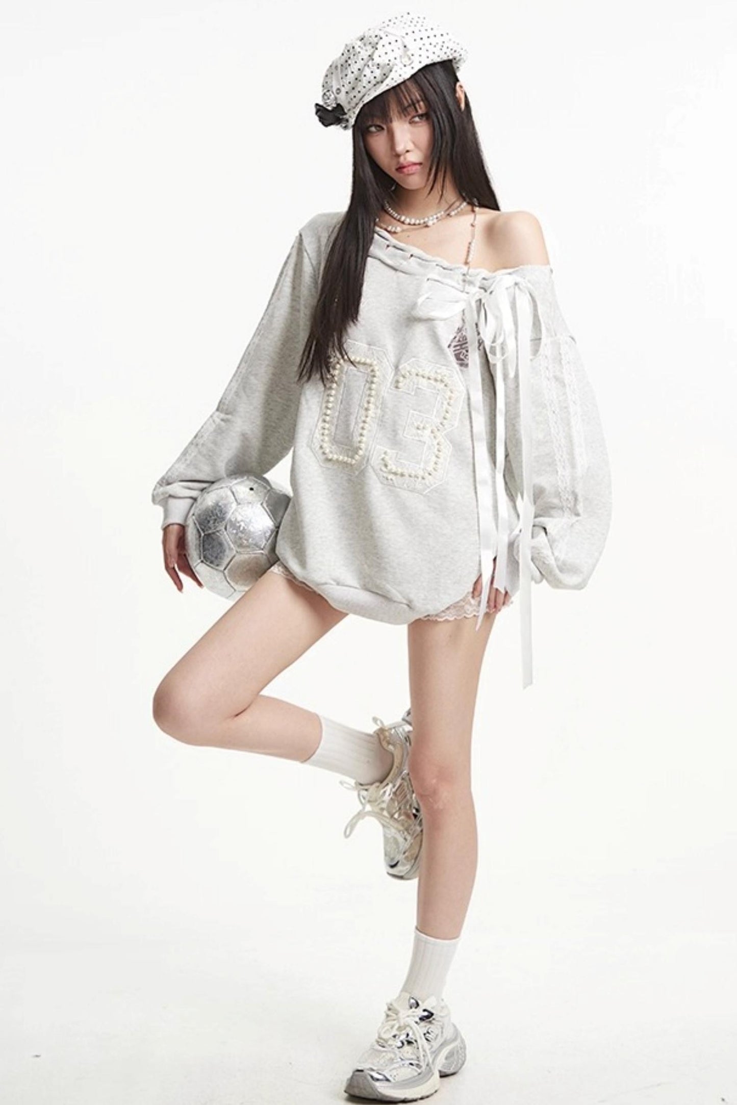 Slanted Shoulder Sweatshirt