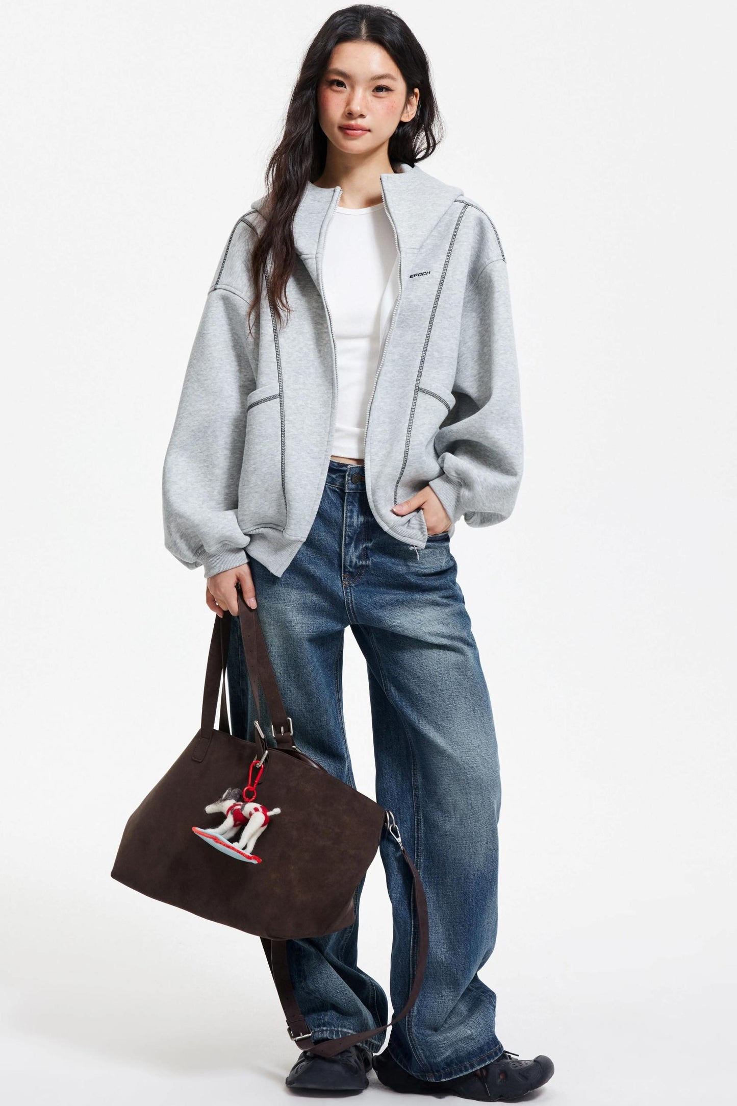 Retro Hooded Zip-Up Jacket