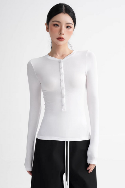 Wool Lyocell Henley Top