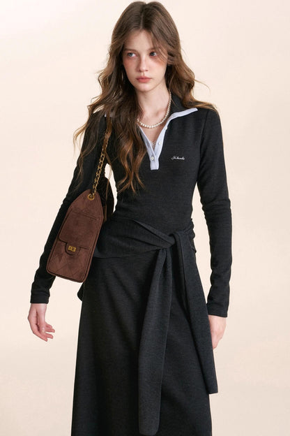 Lace-Up Knitted Dress