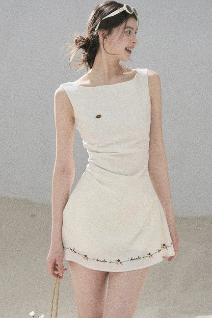 French Embroidery A-Line Dress