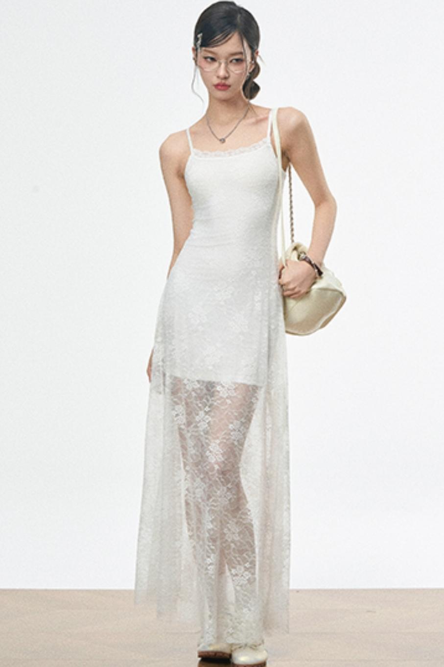 Fusion Lace Dress With Lace Shirt Set-Up