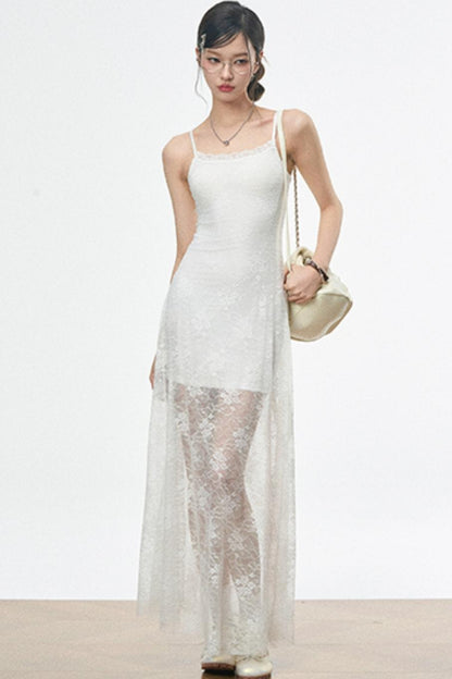 Fusion Lace Dress With Lace Shirt Set-Up