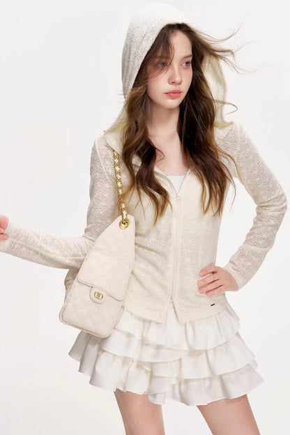 Mist Lace Hooded Cardigan Top
