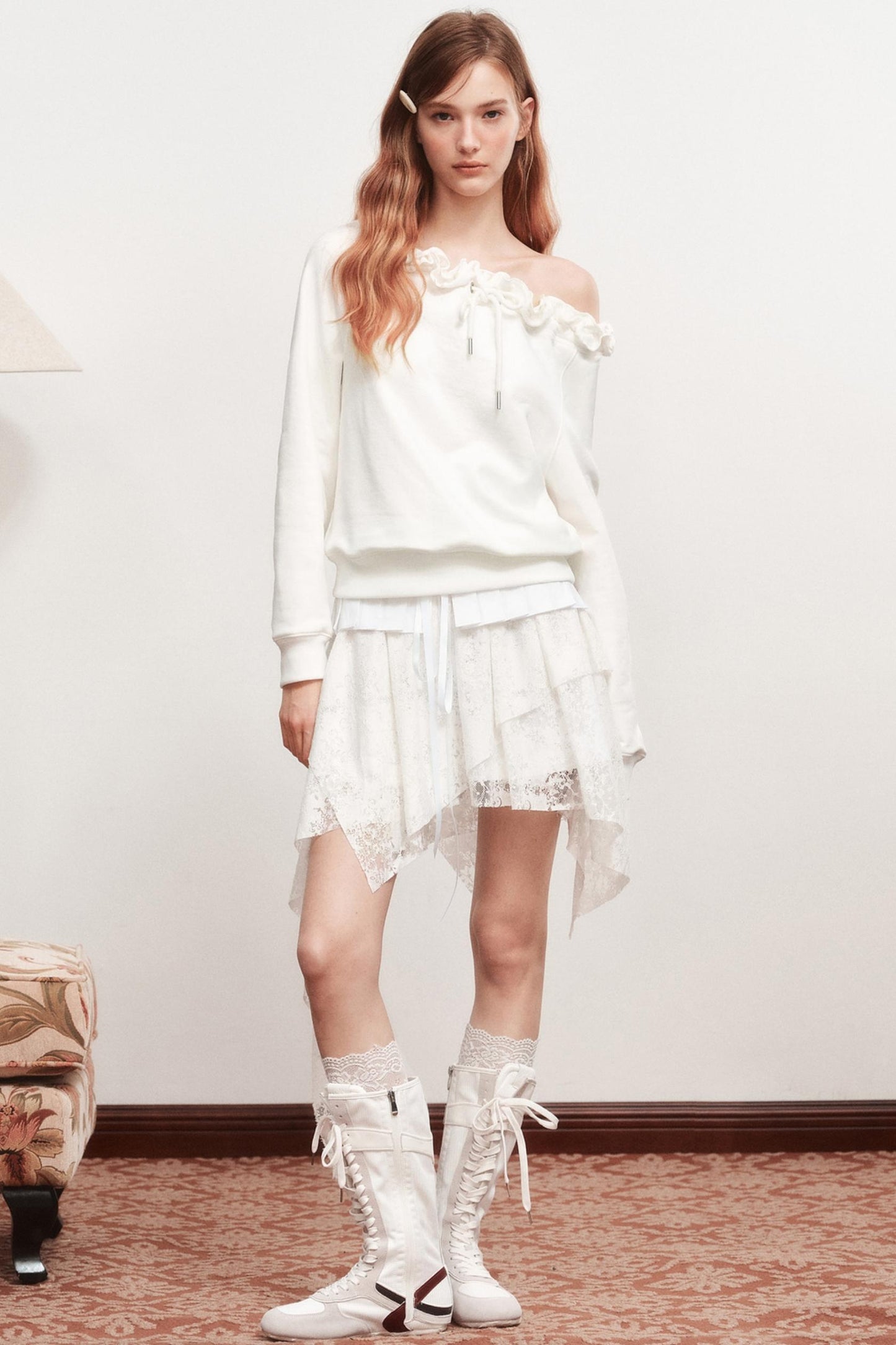 Emo Girl Goth White Short Skirt