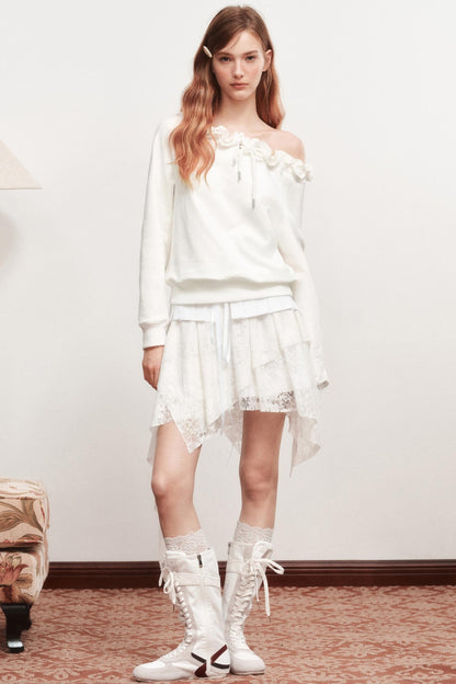 Emo Girl Goth White Short Skirt