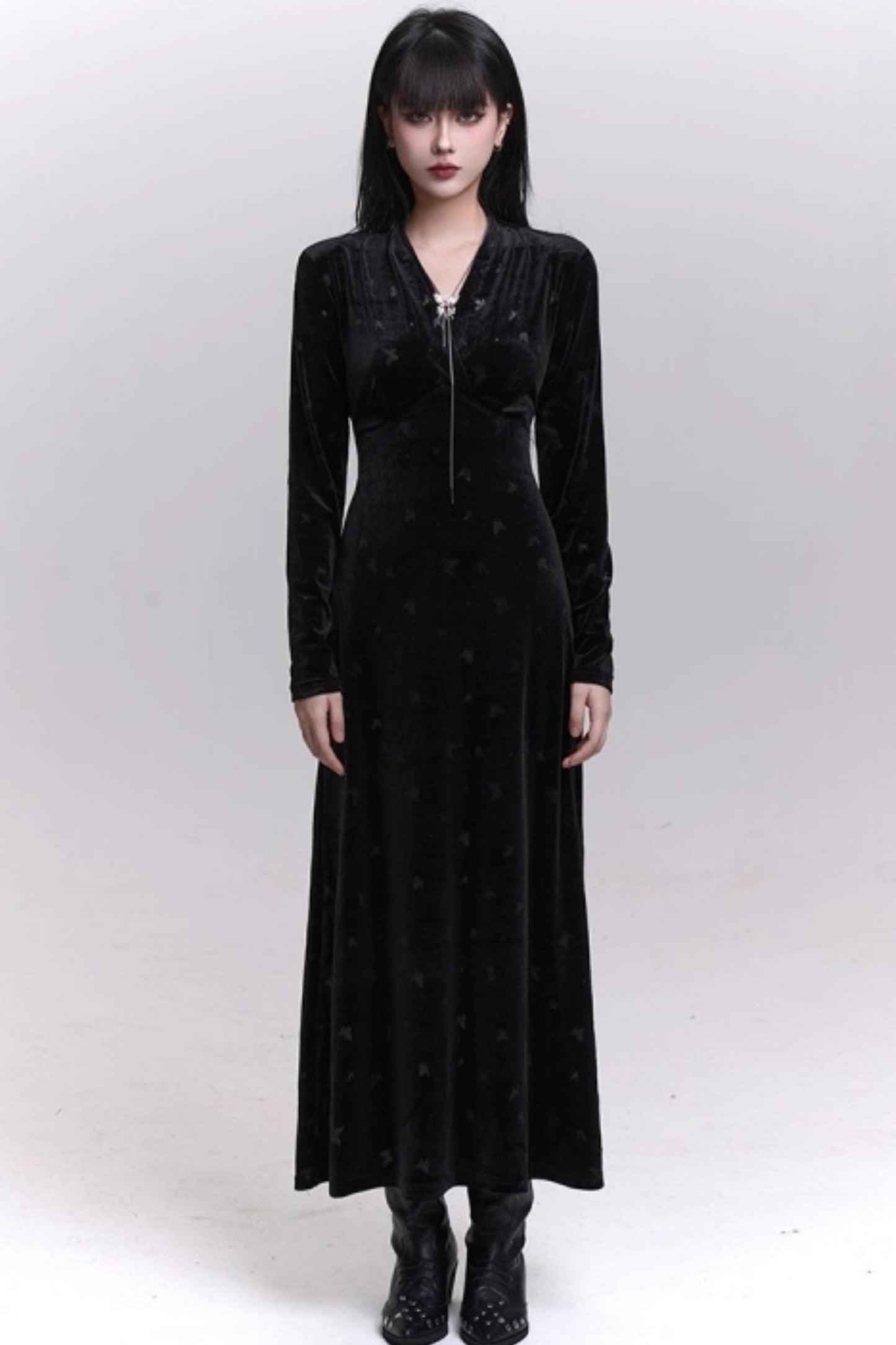 Black Velvet Butterfly Dress