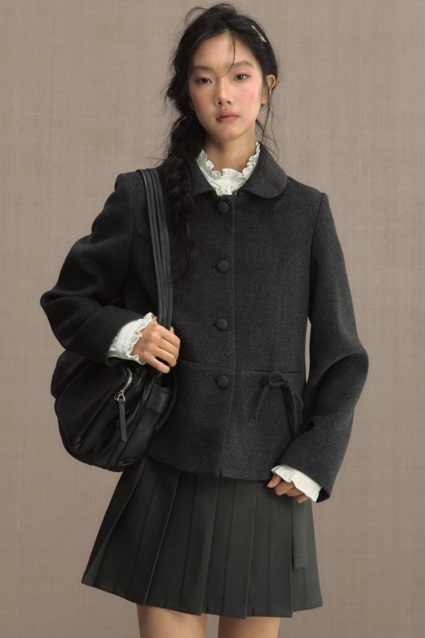 Fake Two-Piece Bow Lace-Up Shirt Dress