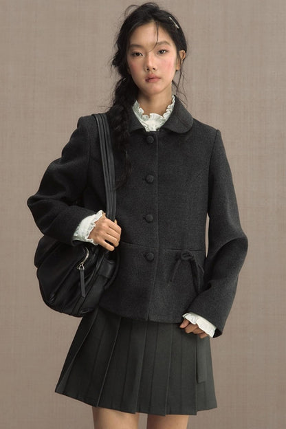 Fake Two-Piece Bow Lace-Up Shirt Dress