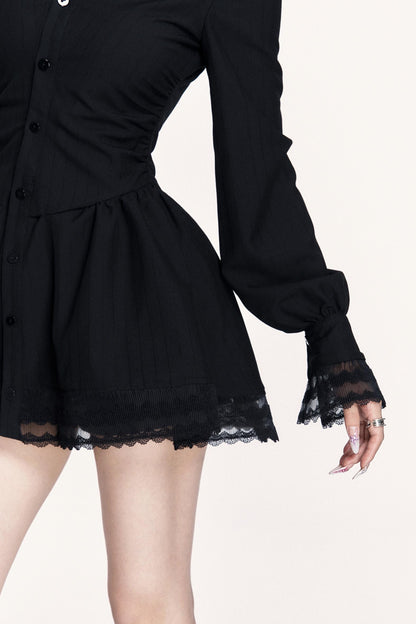 French Lace Patchwork Waist Dress & Pants Set