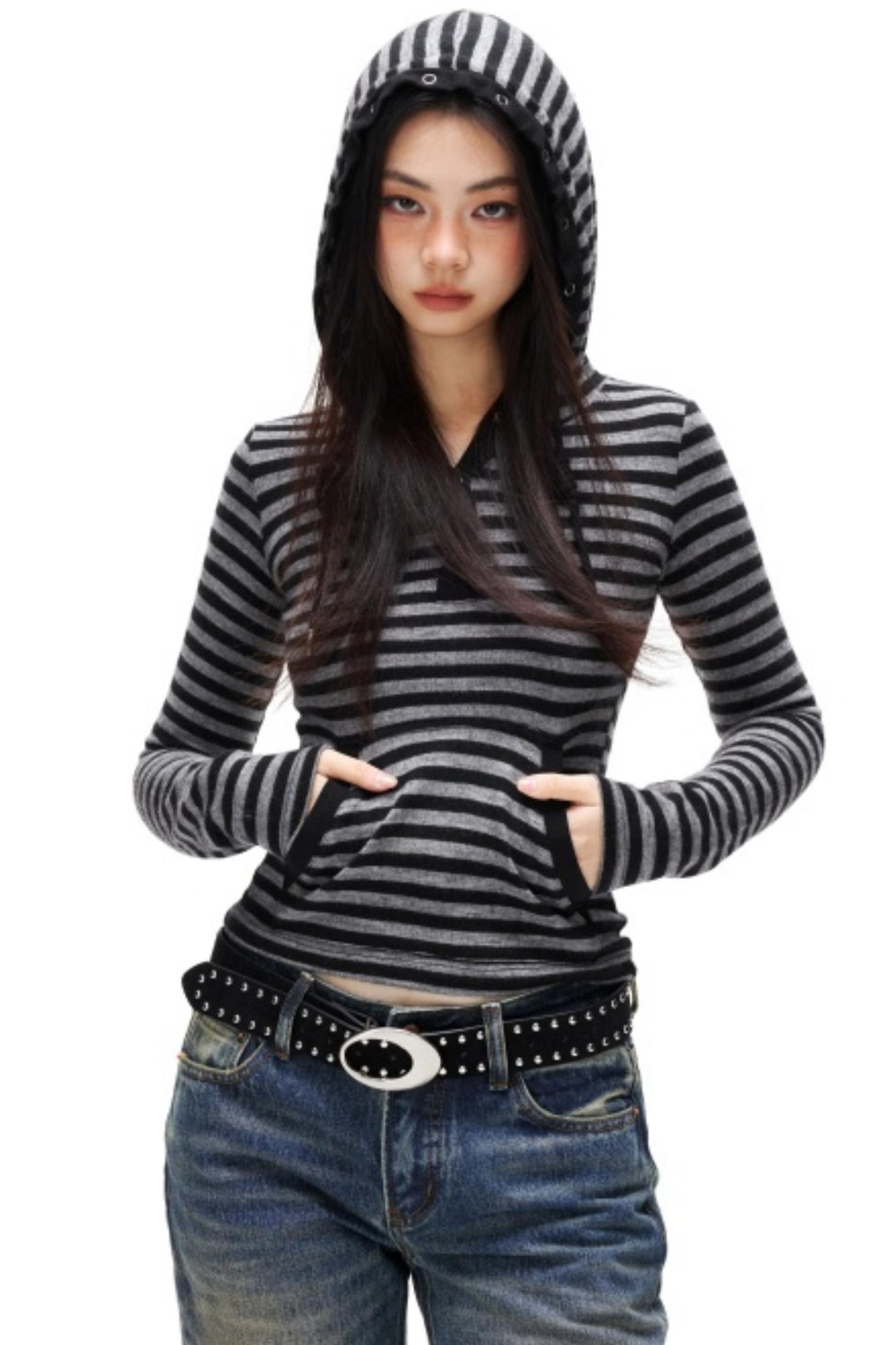 Spicy Striped Hooded Sweater