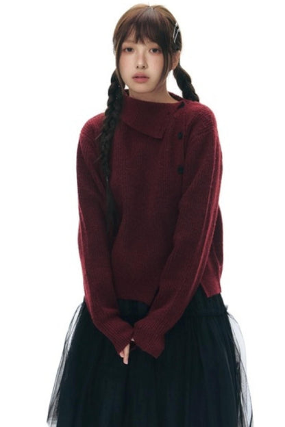 Asymmetrical Vintage Red Sweater