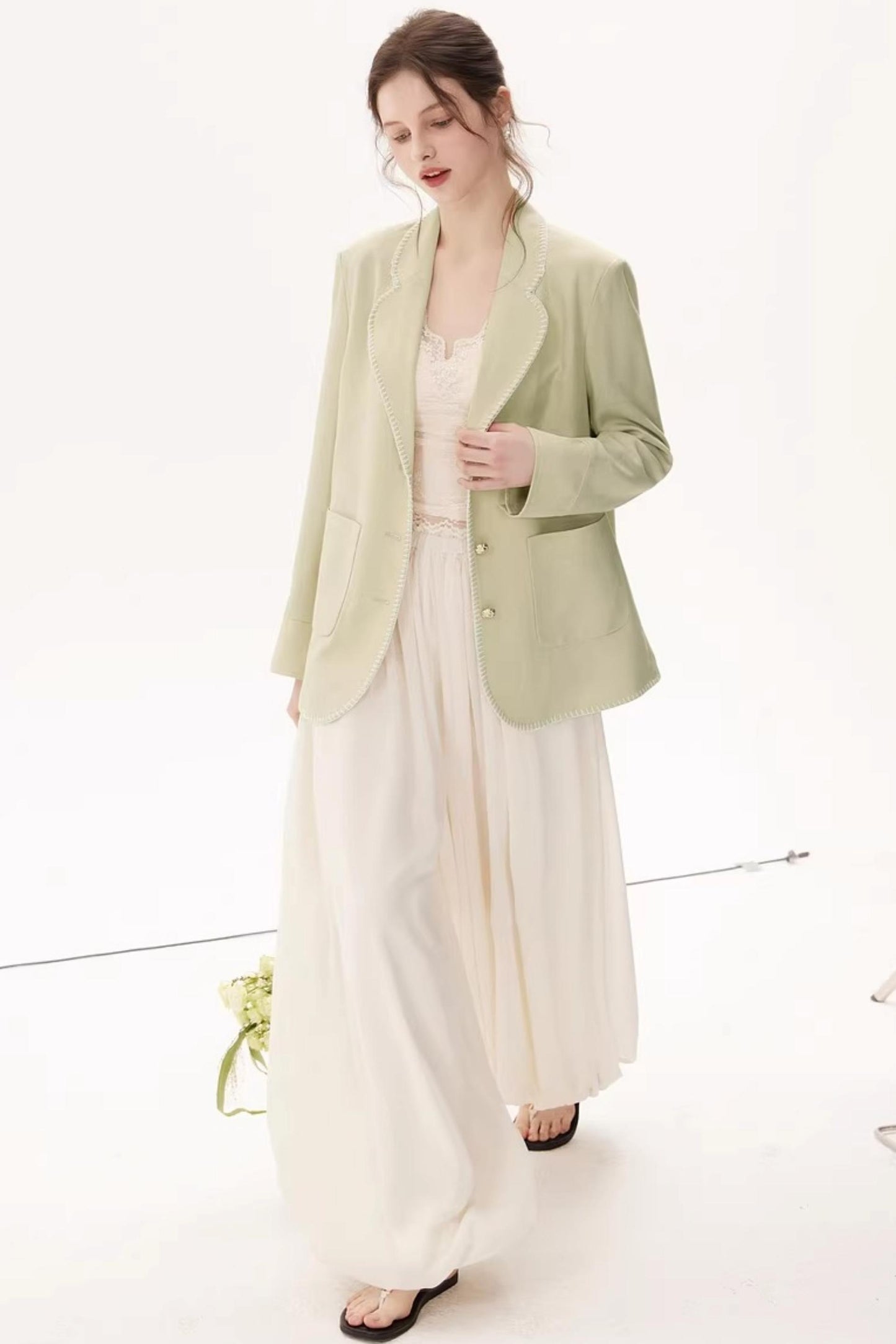 Acetate Linen Blazer Jacket