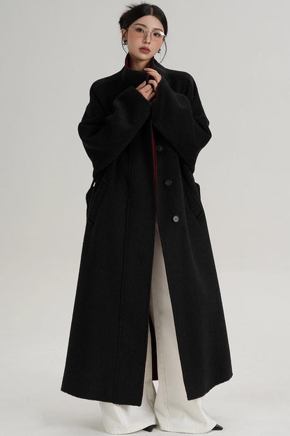 Casual Double-Sided High Neck Wool Coat