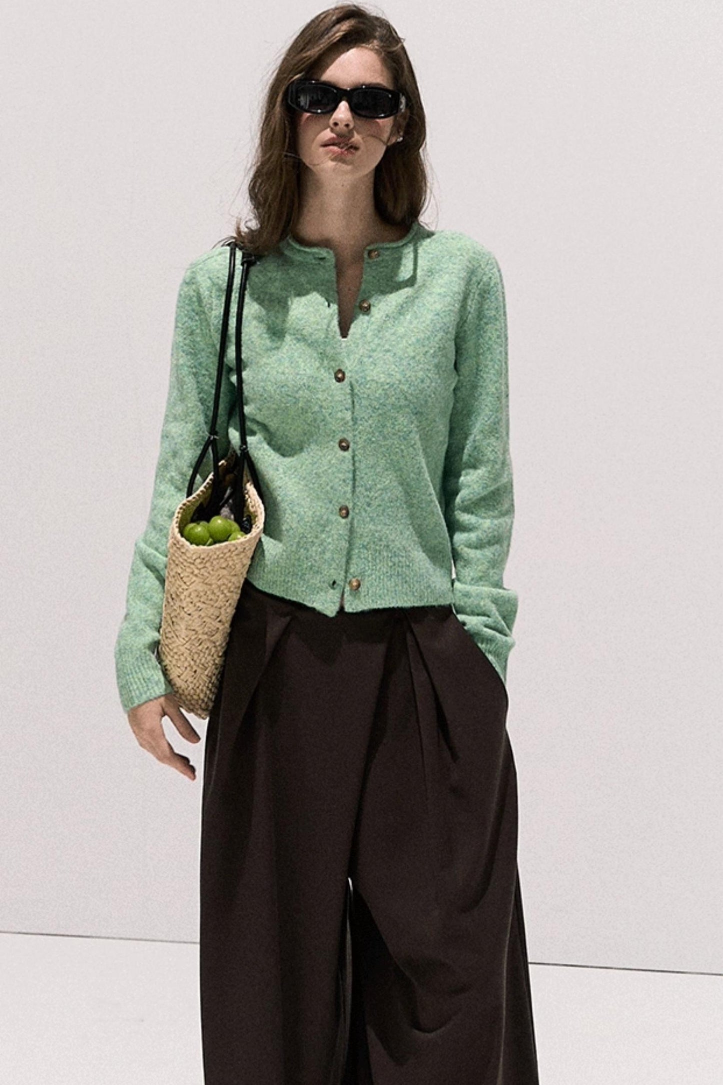 Vintage Crewneck Wool Knit Cardigan