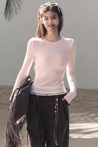 Lange Hose aus plissiertem Mikro-Samt