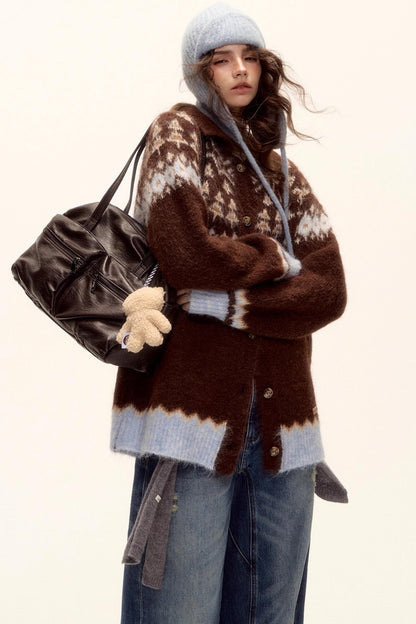Fair Isle Knit Cardigan Set-Up