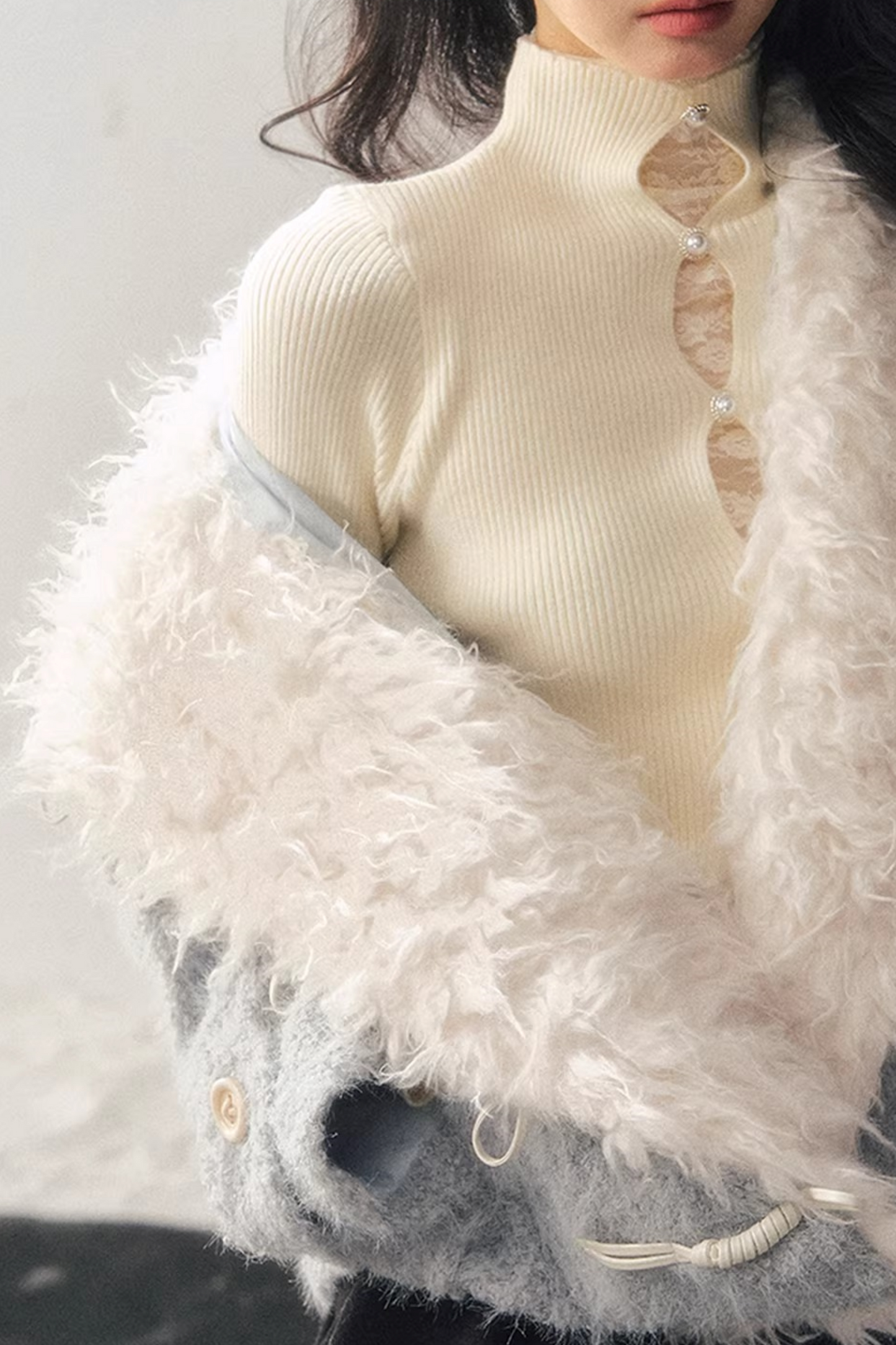 Quilted Faux Lamb Wool Jacket