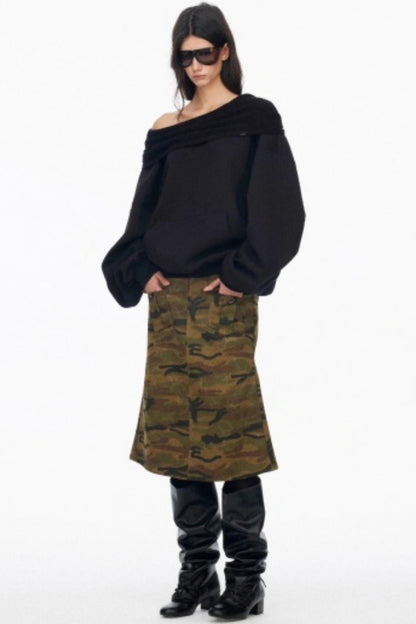 Vintage Camouflage Slimming Mermaid Skirt