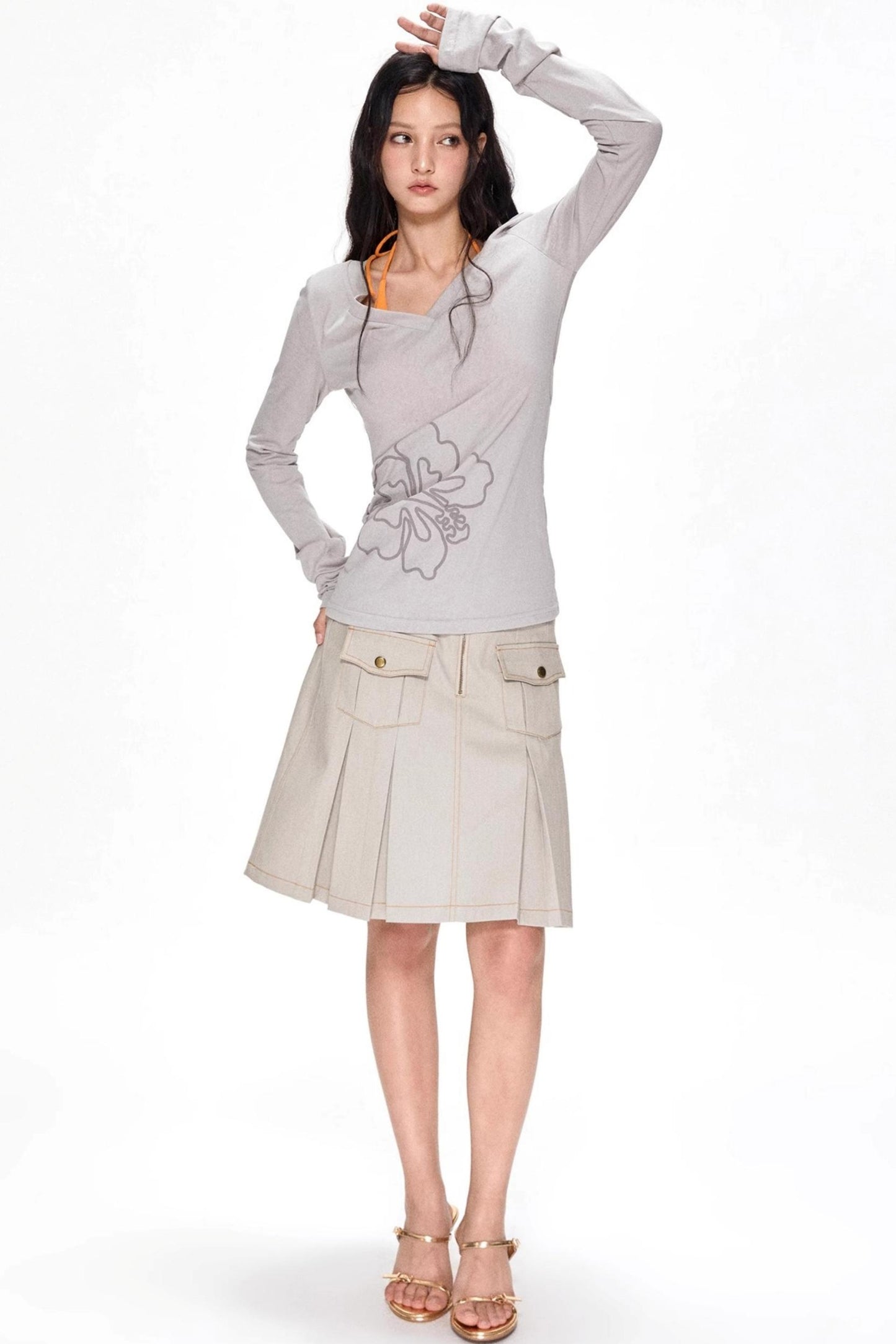 Vintage Pleated Midi Skirt