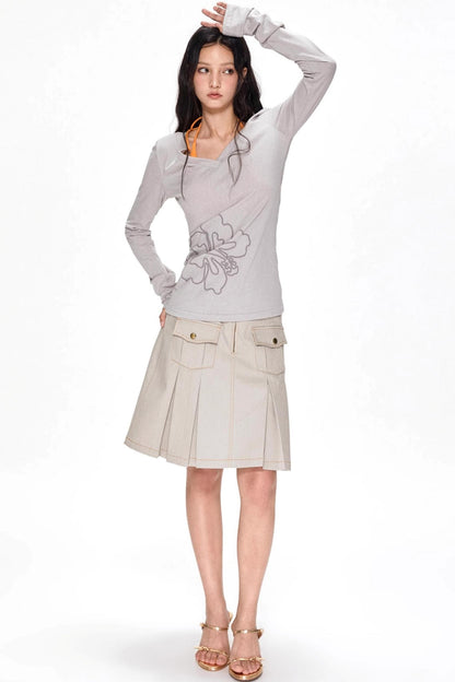 Vintage Pleated Midi Skirt