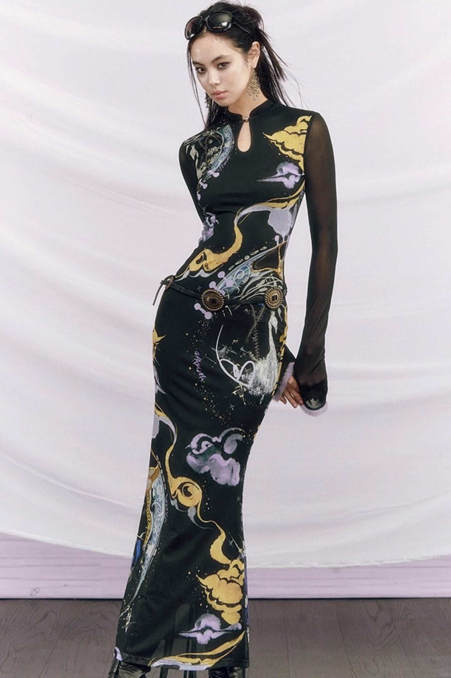 Hand-Painted Cheongsam Fishtail Dress