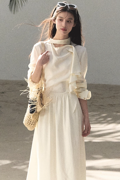 Lyocell-Kleid mit Bandkragen