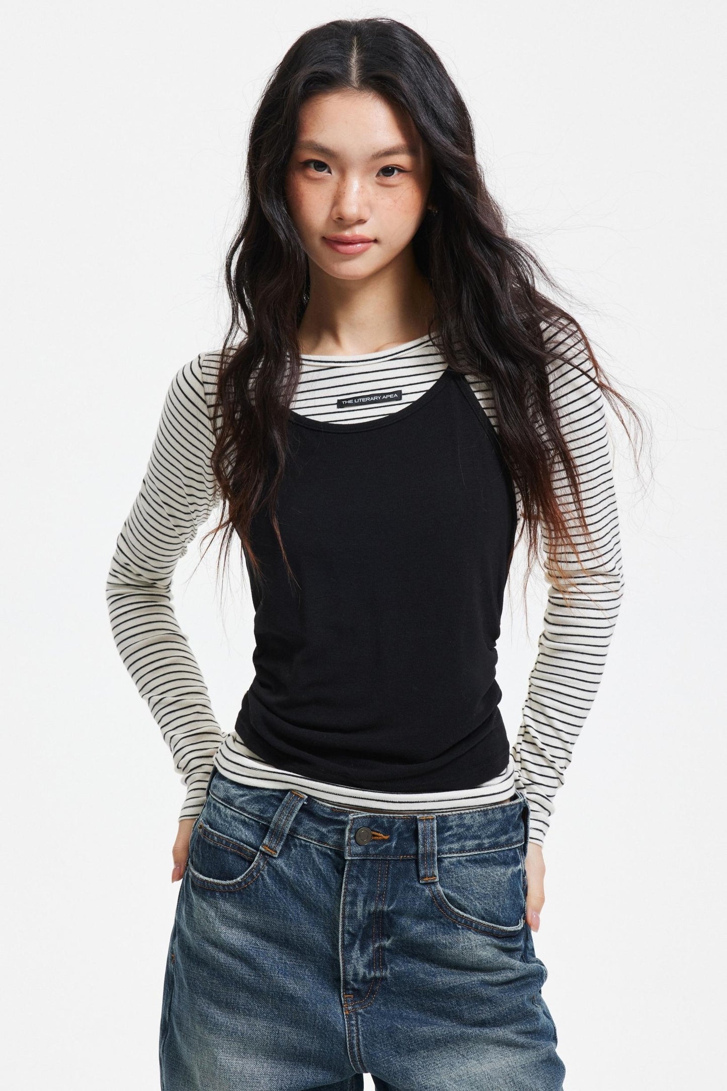Patchwork Faux Layered Knit Top