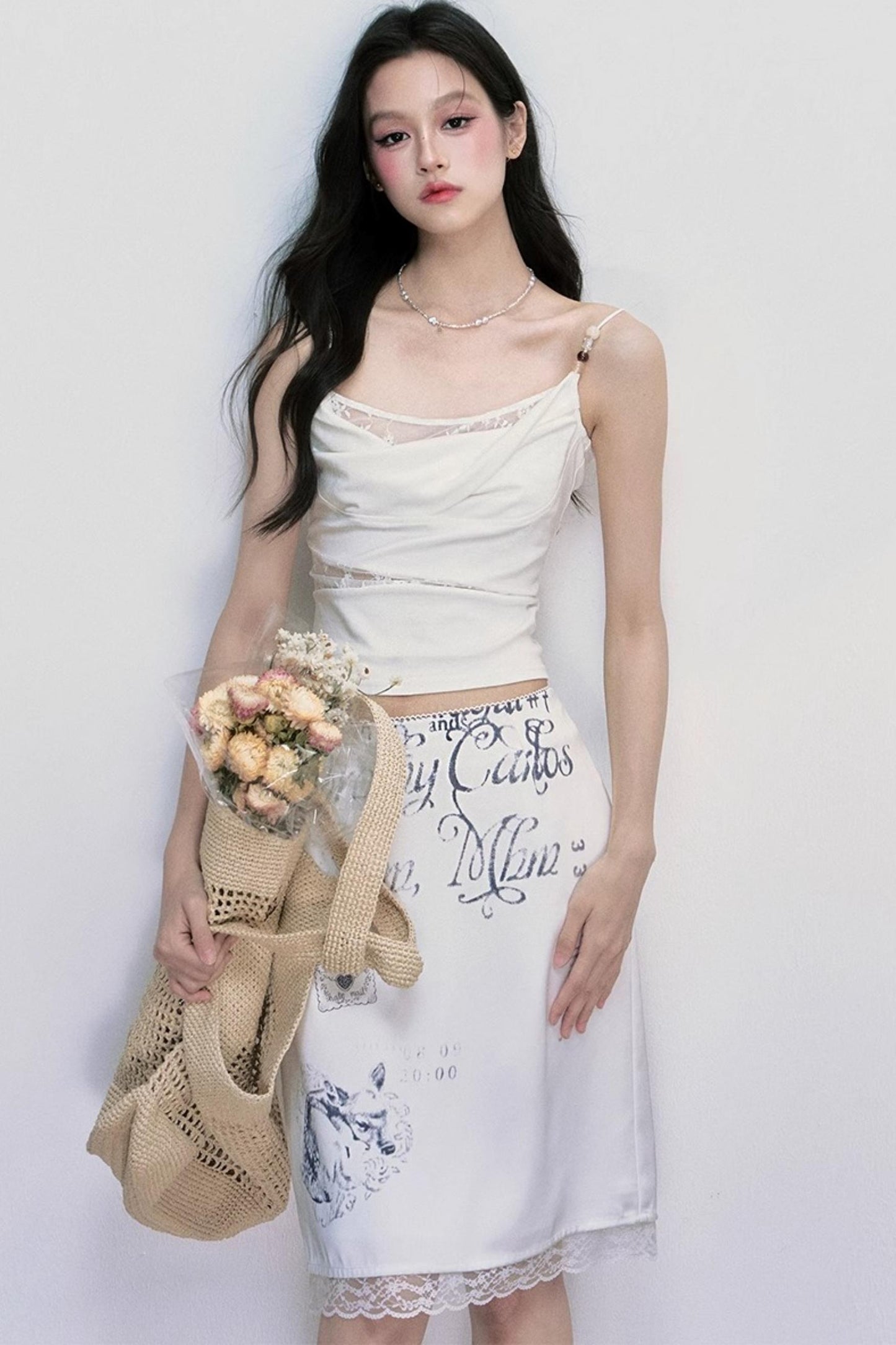 Satin Lace Fawn Skirt