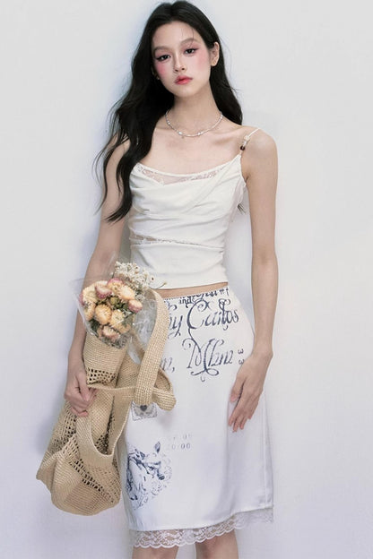 Satin Lace Fawn Skirt