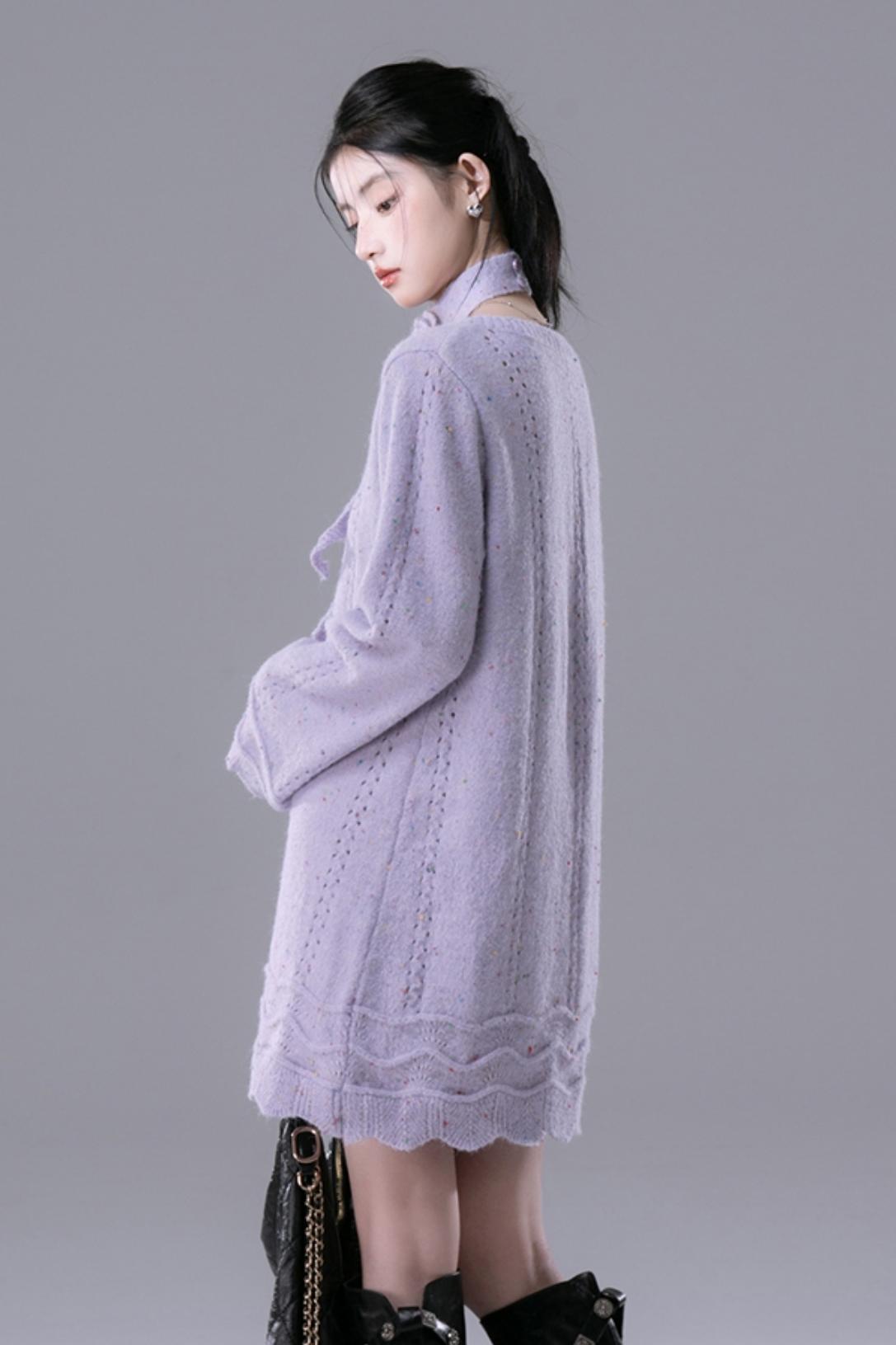 Lilac Woolen Dress and Knitted Sundress