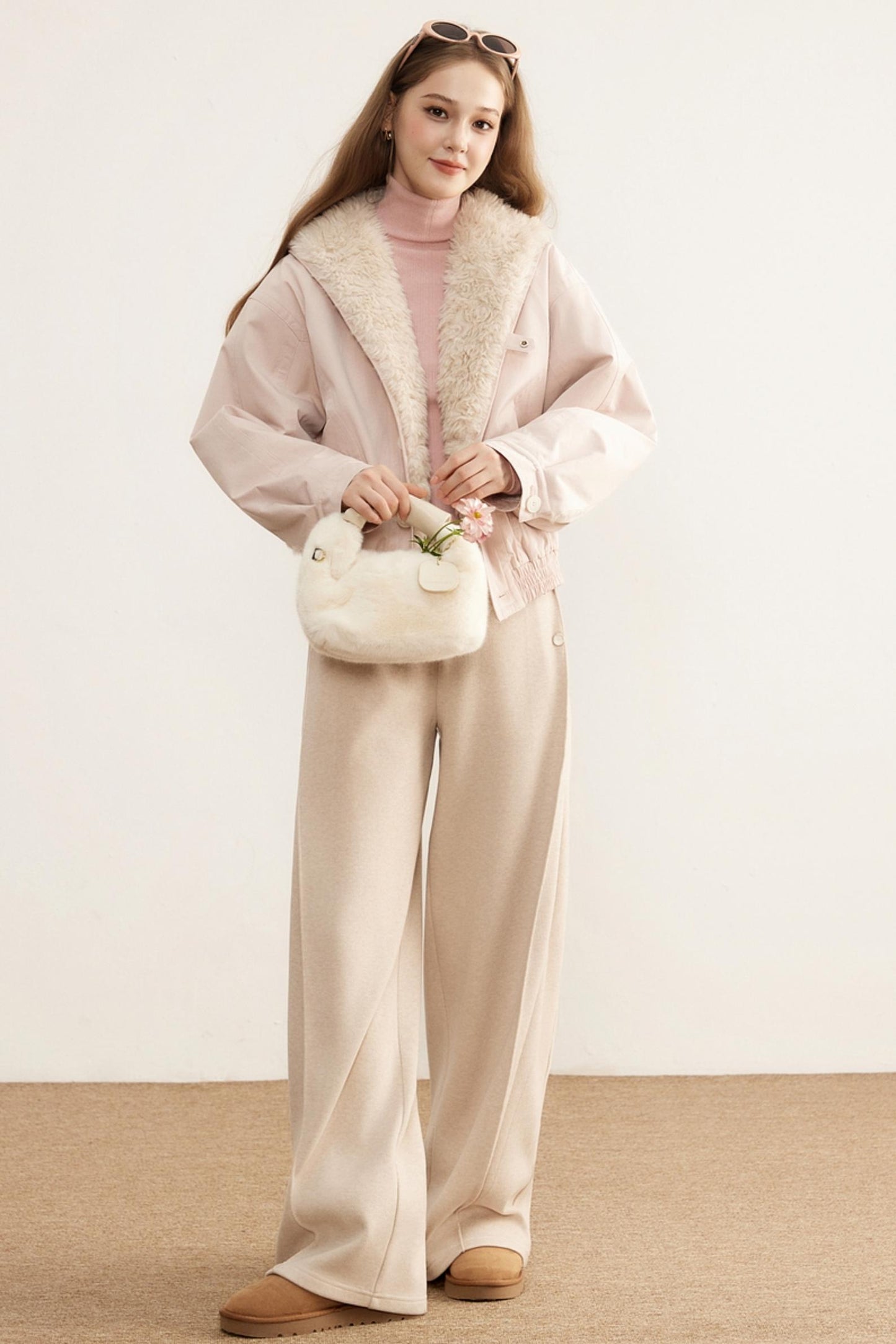 Winter Composite Fleece Wide-Leg Pants
