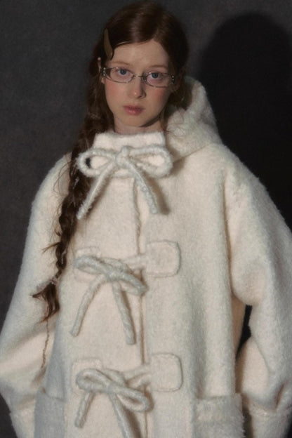 College Hooded Thick Woolen Jacket