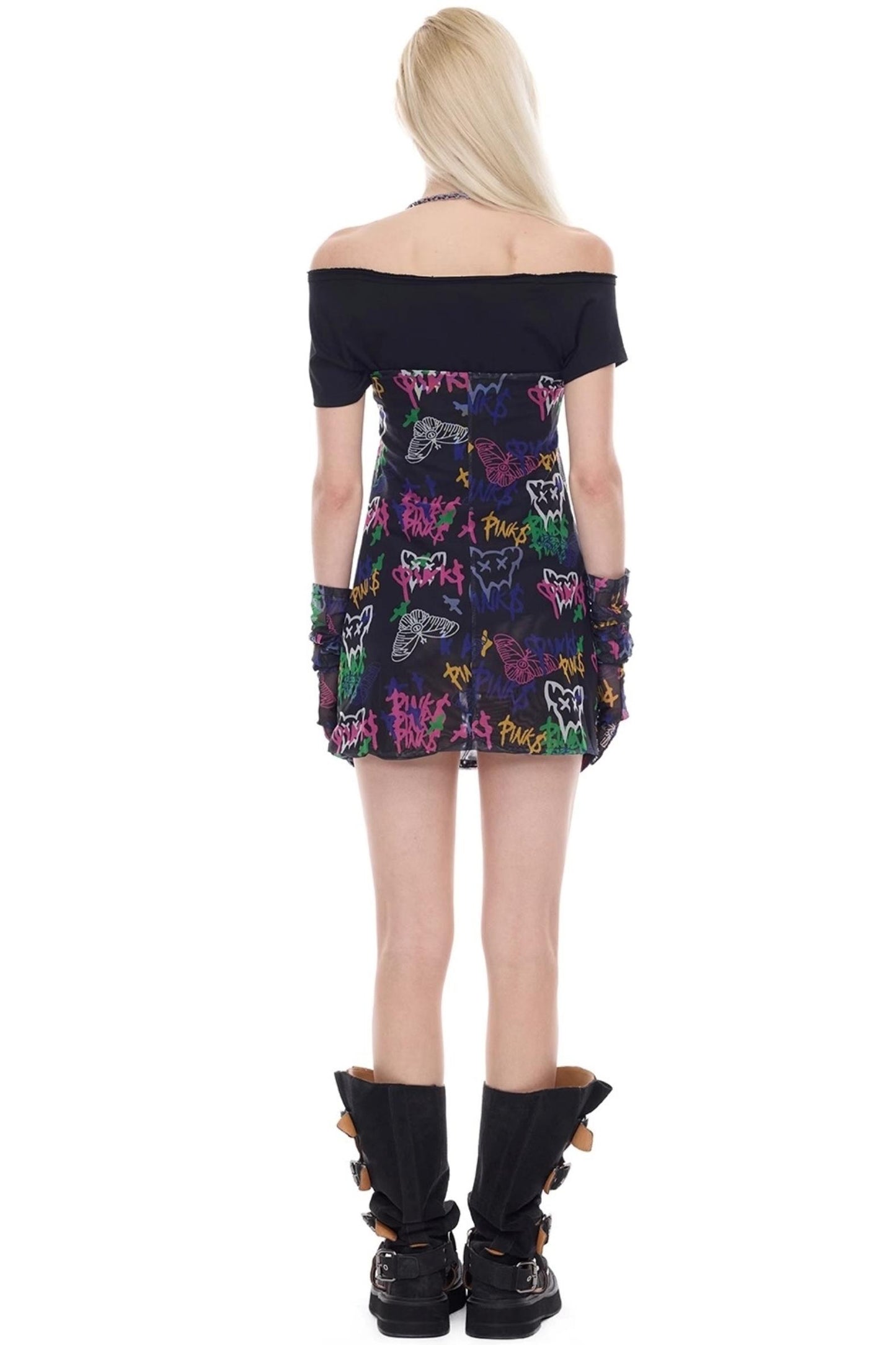 Graffiti Pen Halter Necklace Dress