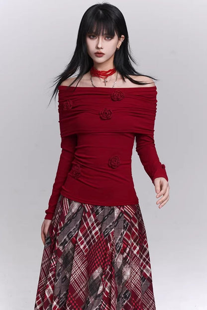 Stunning Red Off-Shoulder Top