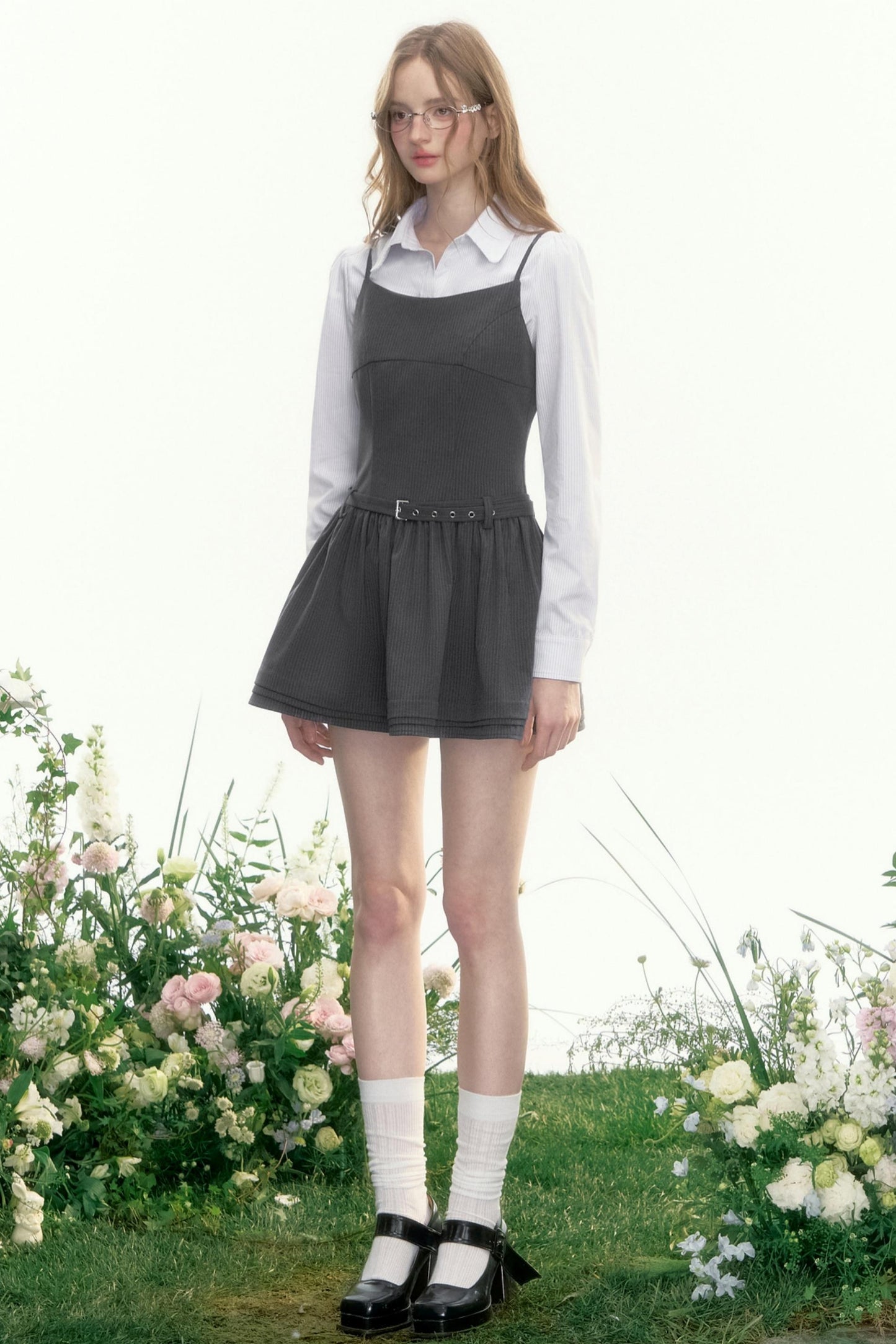 Gray Fantasy Striped Slip Dress