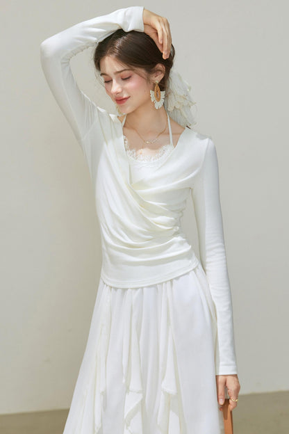 White Wool Blend Top