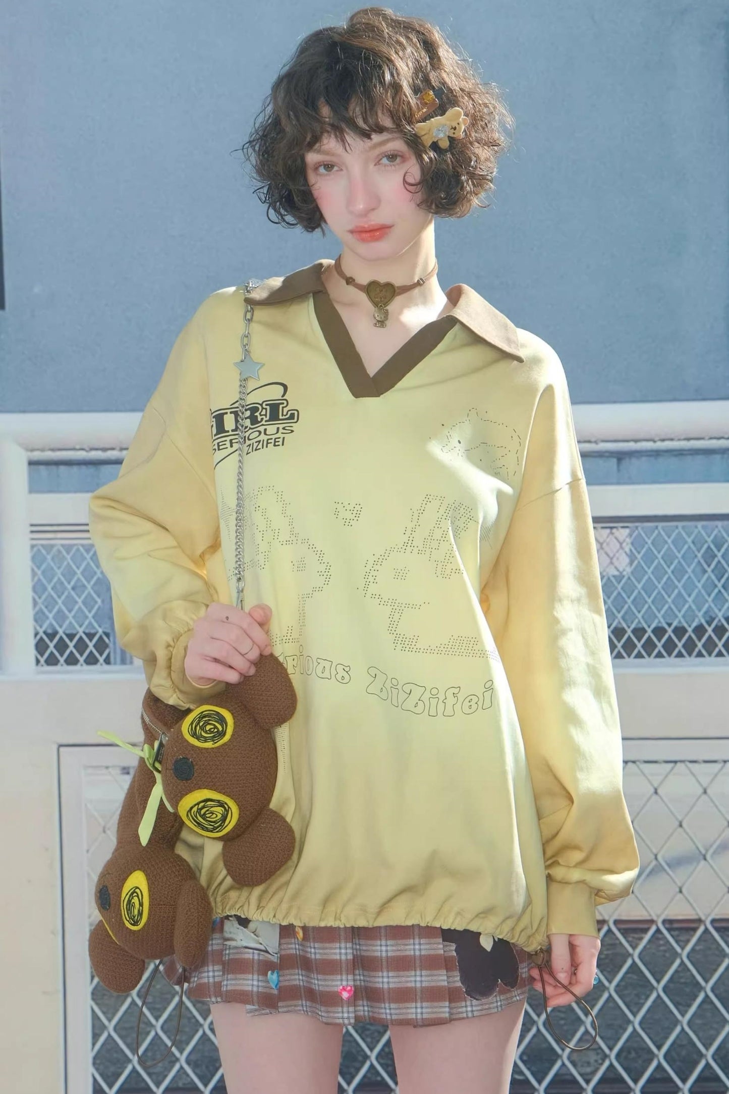 Gradient Print Polo Sweatshirt